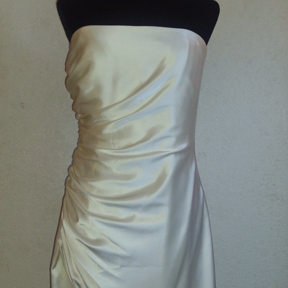 EUC ABS Evening Allen Schwartz Champagne Strapless Party/Cocktail/Bridal 8